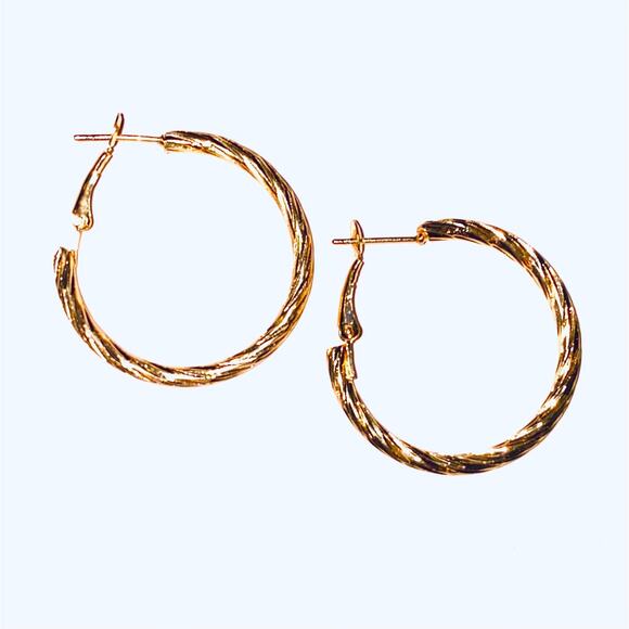 Gold Textured Hoop Earrings - Picture 1 of 1